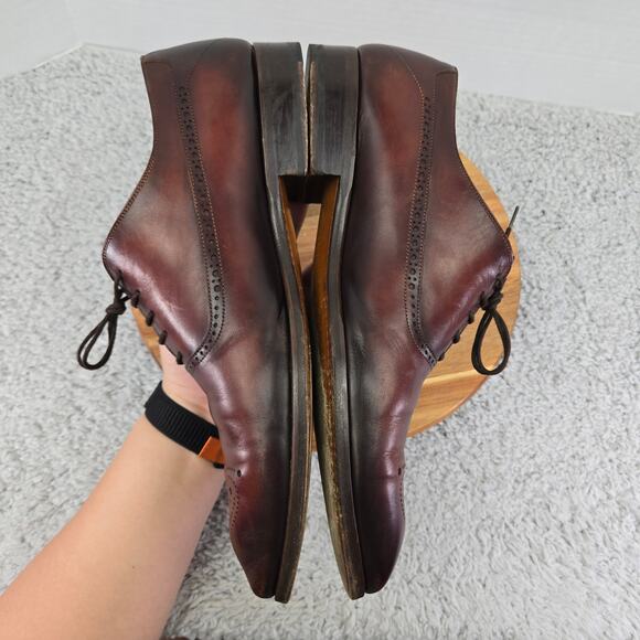 Magnanni Manolo Cognac Brown Medallion Toe Burnished Brogue Oxford Mens 12 M - Picture 8 of 15